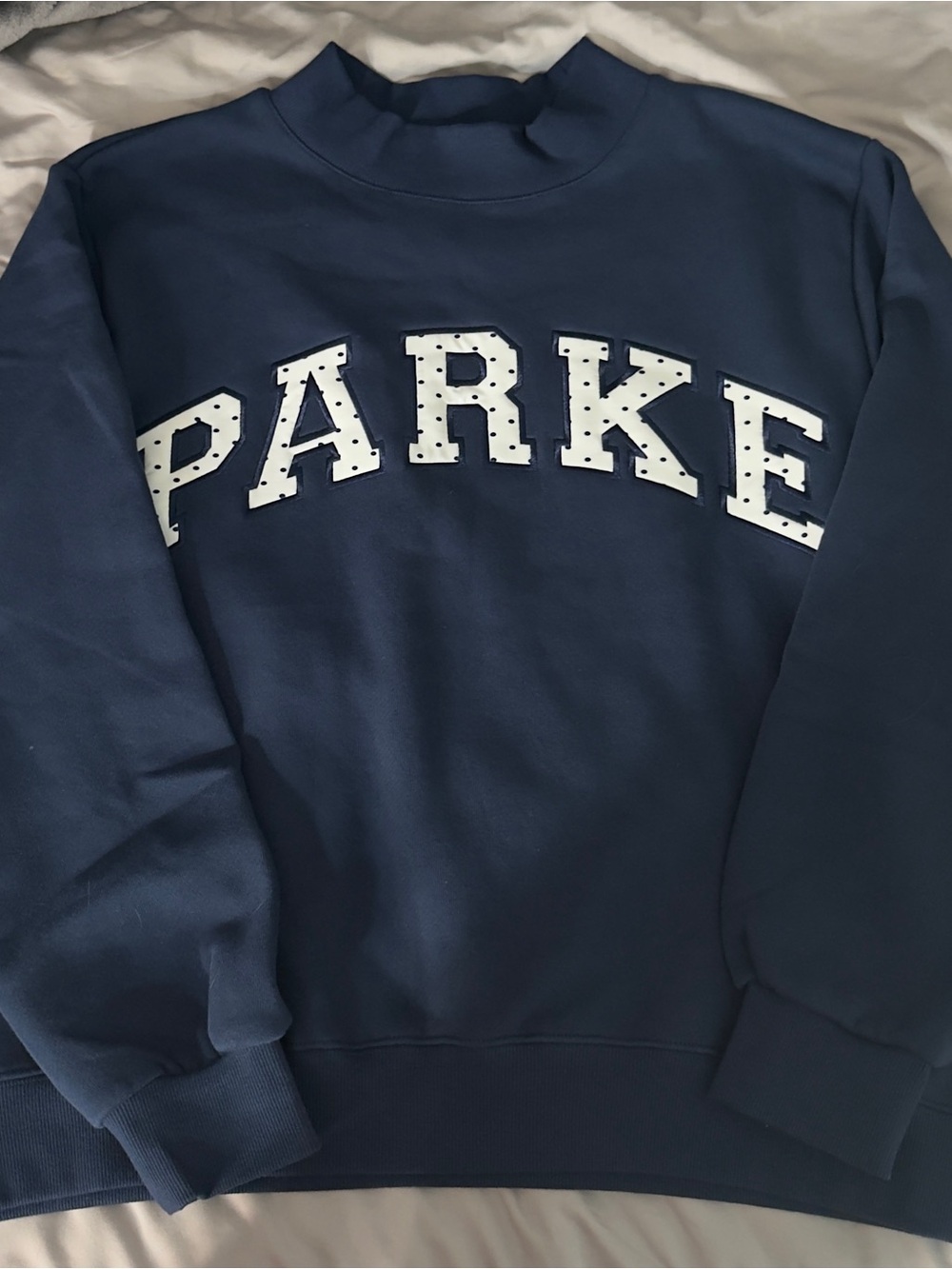 Parke Navy Polkadot Mockneck